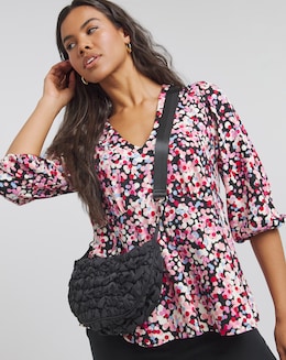 Spot Print Supersoft V Neck Relaxed Top