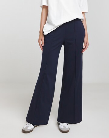 Navy Ponte Wide Leg Trousers