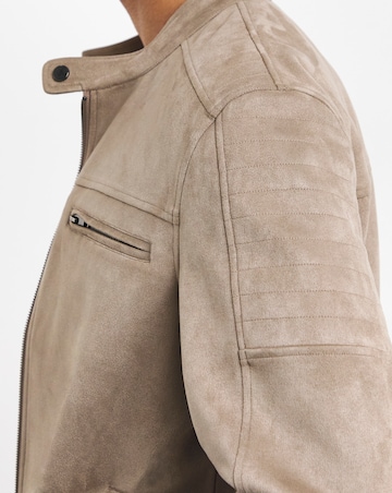 Stone Faux Suede Racer Jacket