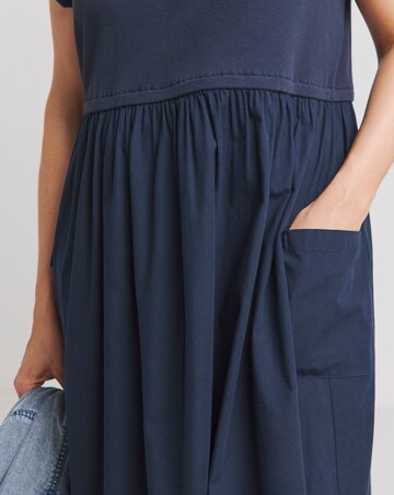 Simply Be Navy Jersey Poplin Mix Sundress With Pockets