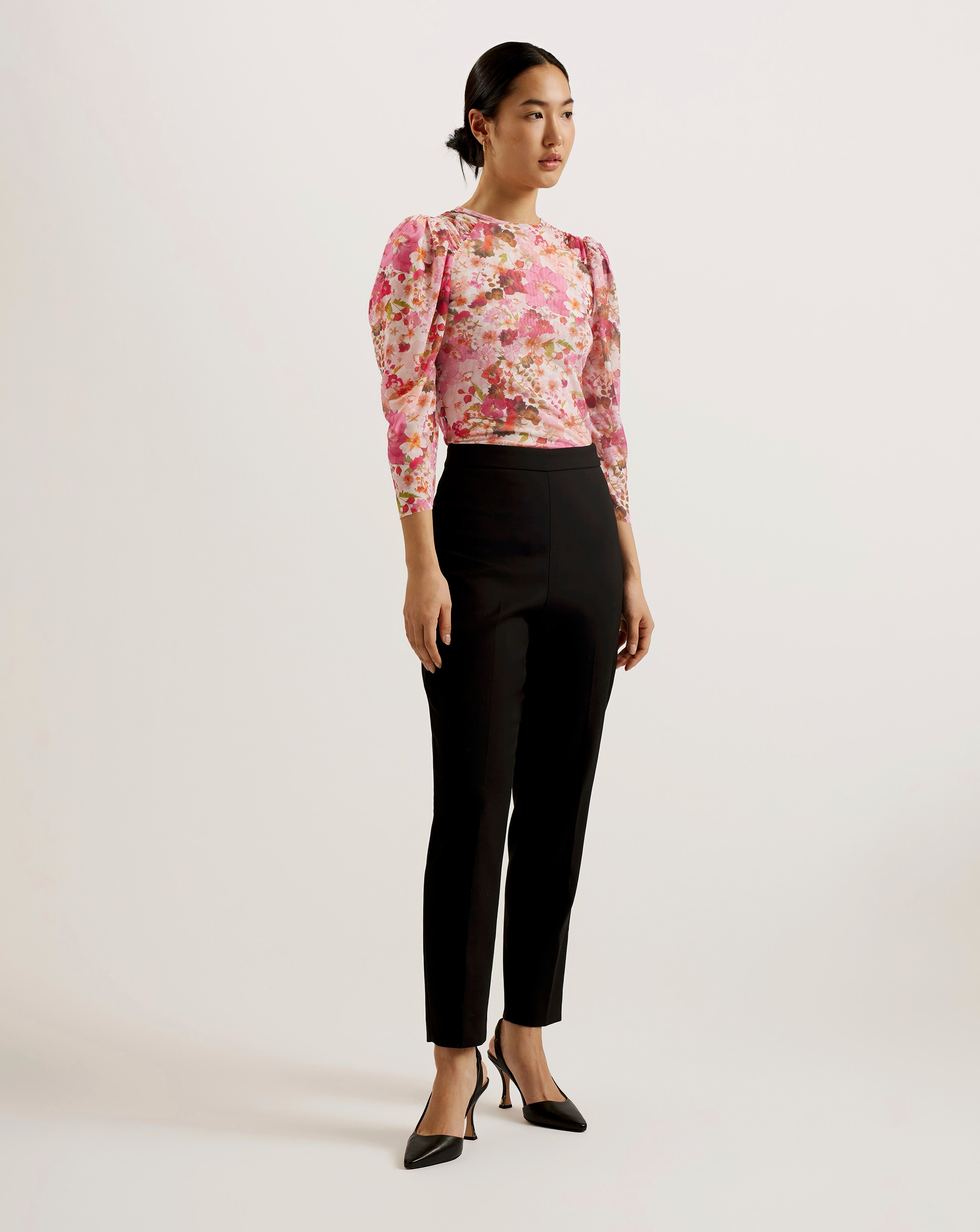 ★Ted Baker ZEERA カラーブロックプリーツ 上質マキシ★ Ted Baker Raeley Gathered Shoulder Mesh Top | Crazy Clearance