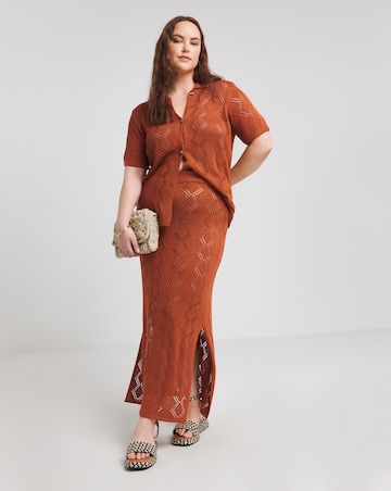 Rust Crochet Shirt Co Ord