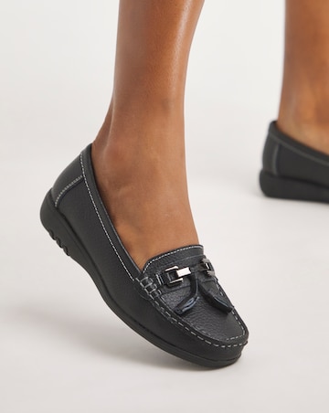 Samara Leather Tassel Detail Loafers - Ultra Wide Fit (EEEEE)
