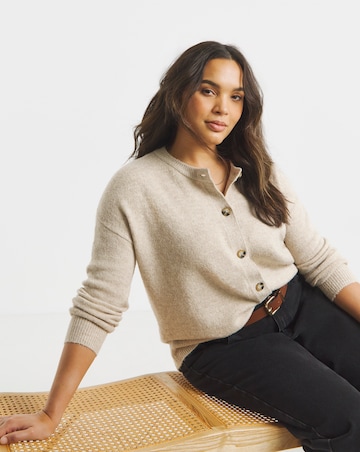 Cosy Yarn Oatmeal Crew Neck Cardigan