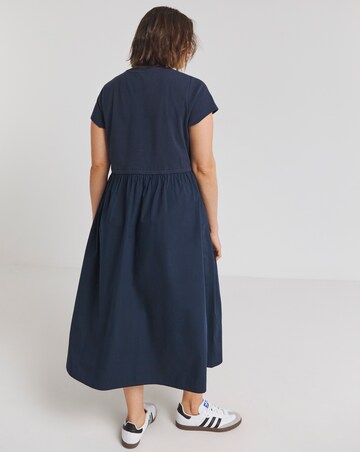 Simply Be Navy Jersey Poplin Mix Sundress With Pockets