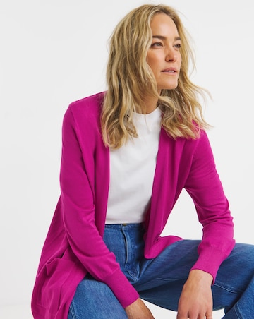 Pink Longline Edge To Edge Cardigan