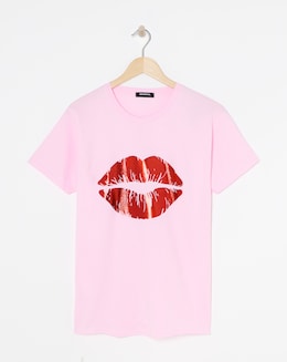Simply Be Pink Foil Lips T-Shirt