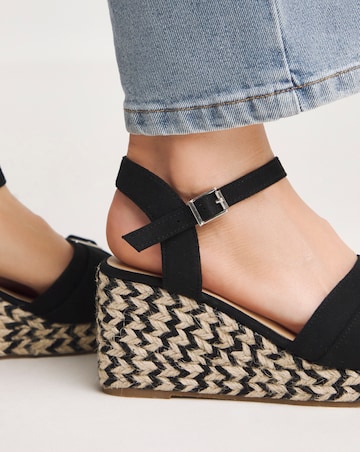 Agatha Buckle Wedge Espadrille Sandals - Extra Wide Fit (EEE)