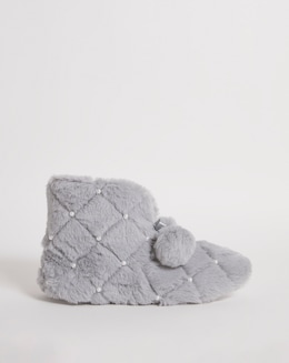 Cosy Pom Pom Slipper Boots - Extra Wide Fit (EEE)