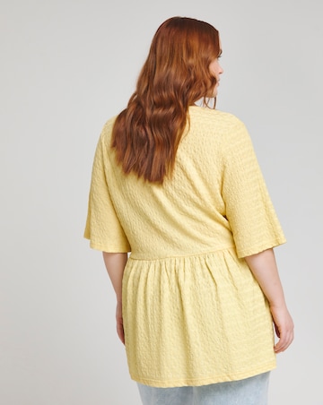 Simply Be Pale Yellow Textured Jersey Wrap Top