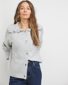 Grey Collar Detail Cardigan