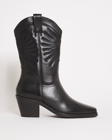 Maeve Leather Embroidered Western Cowboy Boots - Wide Fit (E) & Standard Calf