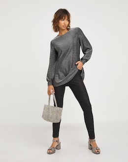 Silver Long Sleeve Cut Out Back Detail Top