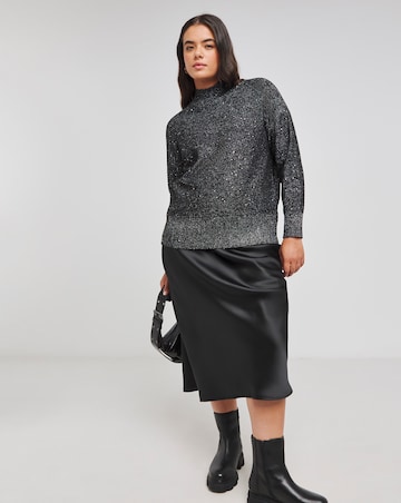 Black Sequin High Neck Jumper