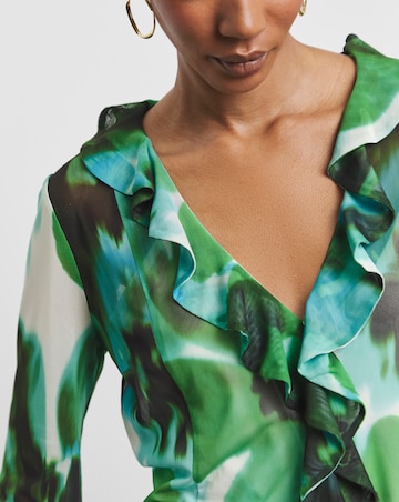 Joanna Hope Mesh Ruffle Blouse