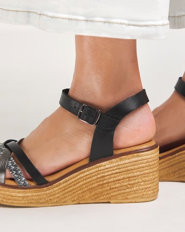 Jude Leather Strappy Wedge Sandal - Extra Wide Fit (EEE)
