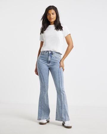 Simply Be Light Wash Seam Detail Flared Jean