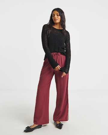 Simply Be Black Hole Knit Crew Neck Jumper