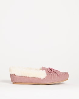 Fiora Suede Moccasin Slippers - Wide Fit (E)