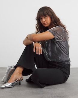 Black Cosy Finish Wide Leg Jeans