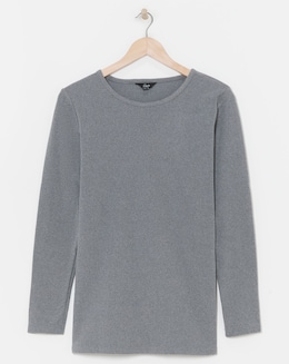 Pretty Secrets Thermal Brushed Fleece Long Sleeve Top - Grey