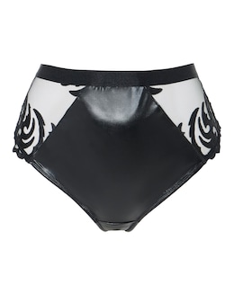 Figleaves Faux Leather Brazillian Brief - Black