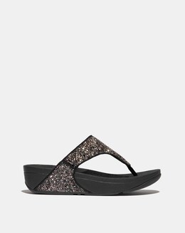 Fit Flop Black Multi Lulu Glitter Toe-Post Sandals -Standard Fit (D)