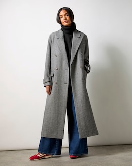 Ro&amp;Zo Herringbone Double Breasted Overcoat