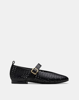 Clarks Black Fawna Jane Leather Ballerina Standard Fit