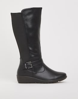 Cushion Walk Stretch Mid Leg Boot Wide E Fit Standard Calf