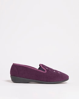 Twin Gusset Embroidered Slipper Wide Fit (E)