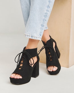 Avar Strappy Heeled Shoe Boots - Extra Wide Fit (EEE)