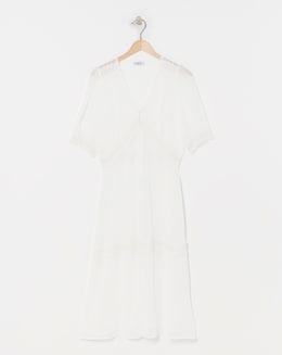 Ivory Sheer Longline Short Sleeved Kimono