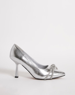 Kara Diamante Knot Heeled Metallic Shoes - Extra Wide Fit (EEE)