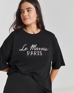 Black Oversized Paris Graphic T-Shirt