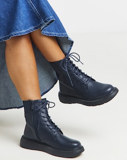 Heavenly Feet Fern Lace Up Chunky Boot Wide Fit