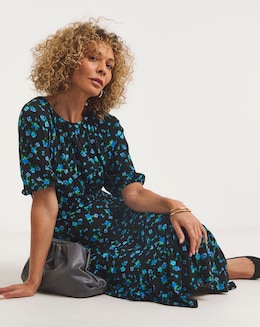Open Tie Back Midi Jersey Smock Dress
