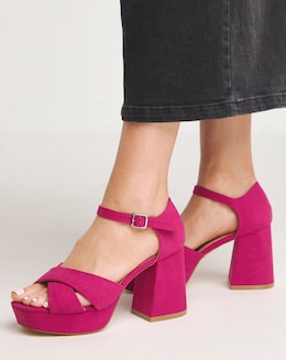 Mia Cross Front Platform Heeled Sandals Standard D Fit
