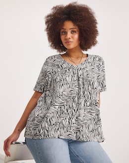 Zebra V Neck Floaty Tee