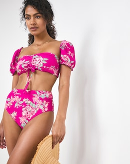 Ruche Side High Waist Bikini Briefs