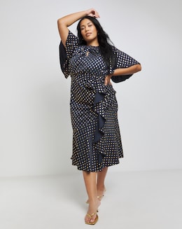 Little Mistress Spot Print Midaxi Dress