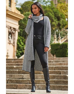 Sosandar Herringbone Mixed Wool Coat