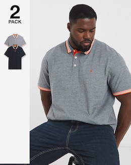 Jack &amp; Jones Premium Paulos Tipped Polo 2 Pack - Multi