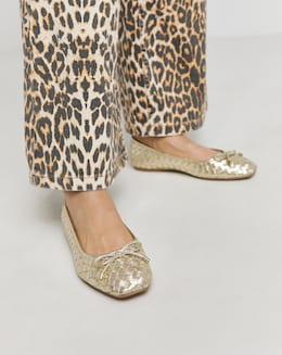 Monaco Woven Leather Ballerinas - Extra Wide Fit (EEE)