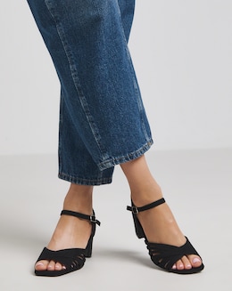 Gloria Strap Detail Low Heel Sandal - Wide Fit (E)