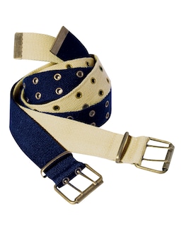 Williams &amp; Brown Pack Of 2 Navy/Beige Canvas Belts