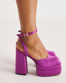 Athene Square Toe Platform Heeled Court Shoes - Wide Fit (E)