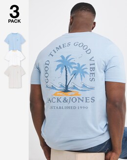 Jack &amp; Jones Summer Vibes T-Shirt 3 Pack - Multi