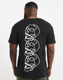 Jack &amp; Jones Skull Back Graphic T-Shirt - Black