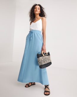 Easy Care Linen Mix Maxi Skirt